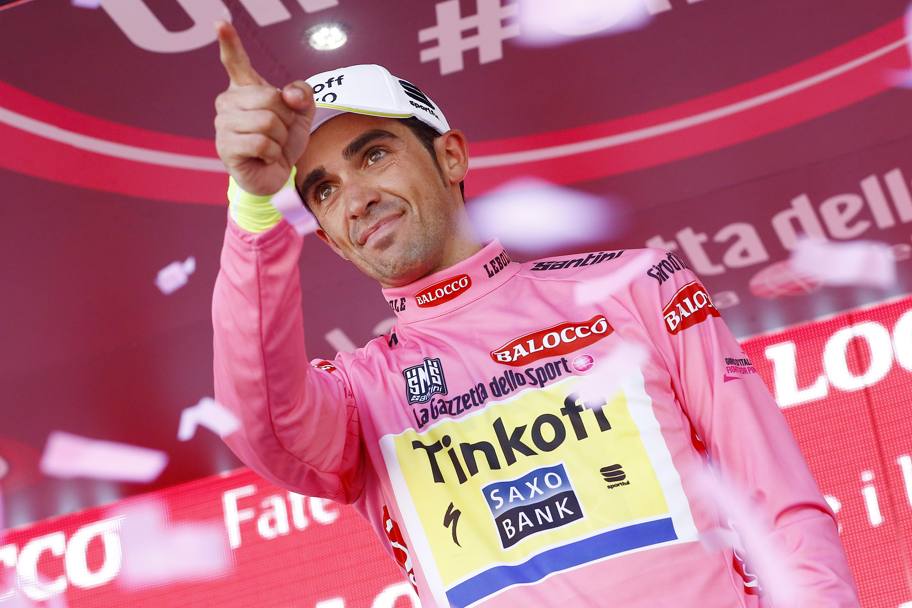Alberto Contador aumenta il vantaggio dai suoi inseguitori. Afp